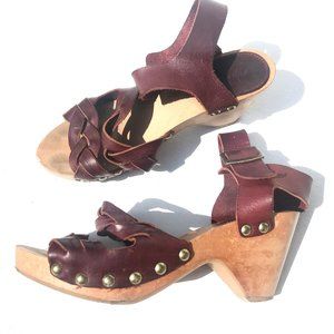 Isabel Marant Braided Leather Clogs 38 7.5 8